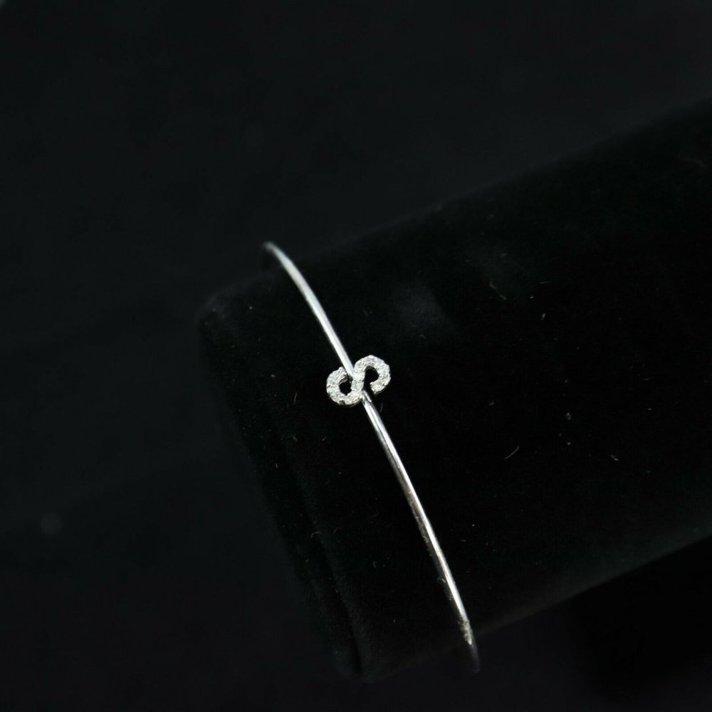 LaSoula Diamond Initial S Pendant Bracelet Silver - Picture 3 of 4